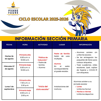 Horario de clases Ciclo Escolar 2025-2026